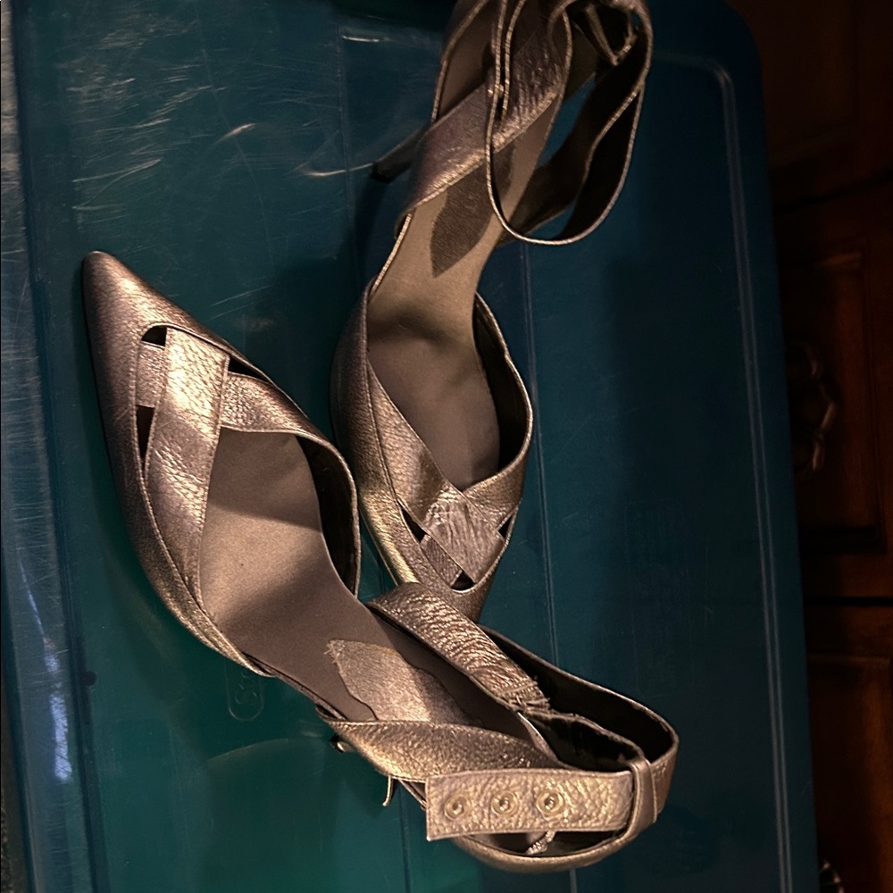 Nine West Metallic Silver Heels